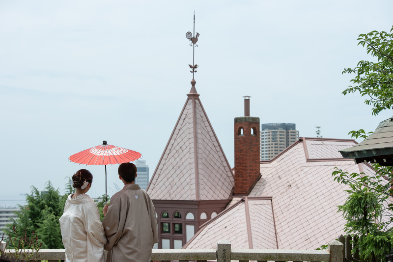 神社から見下ろすこうべの街並み