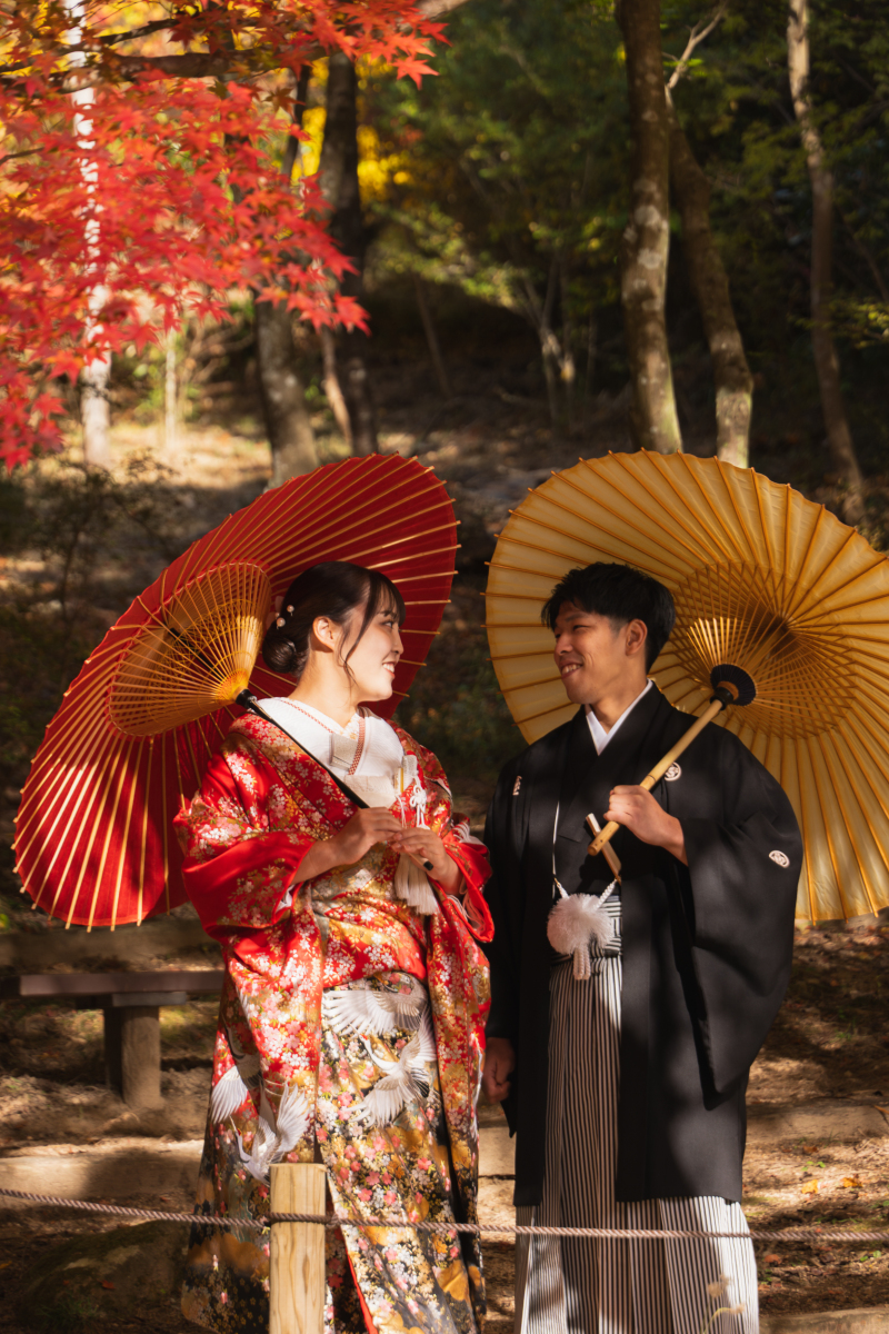 王道☆赤系の色打掛は紅葉シーズンにもぴったり♪