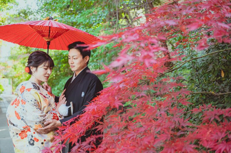 紅葉のロケーション撮影とスタジオ撮影