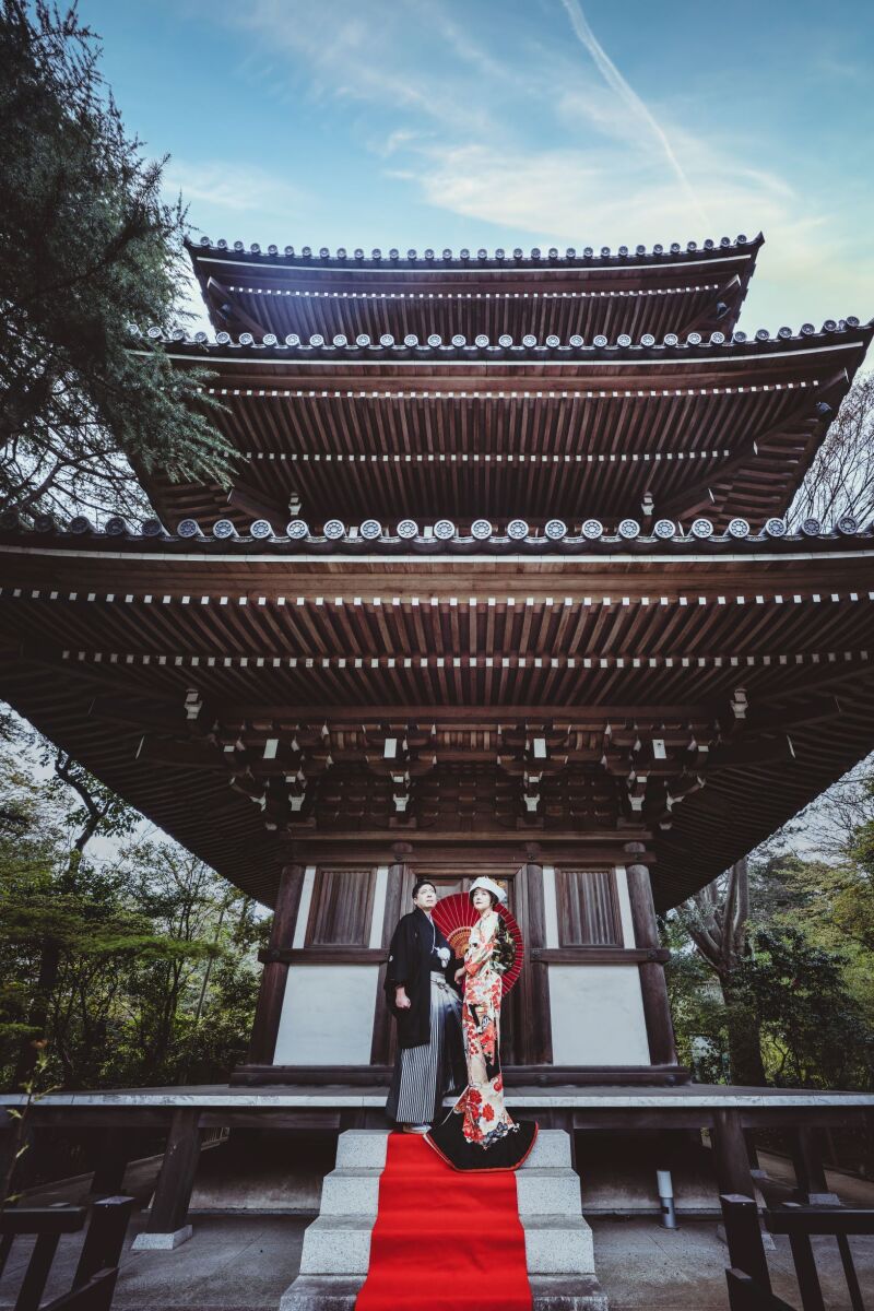 立派な三重塔での撮影