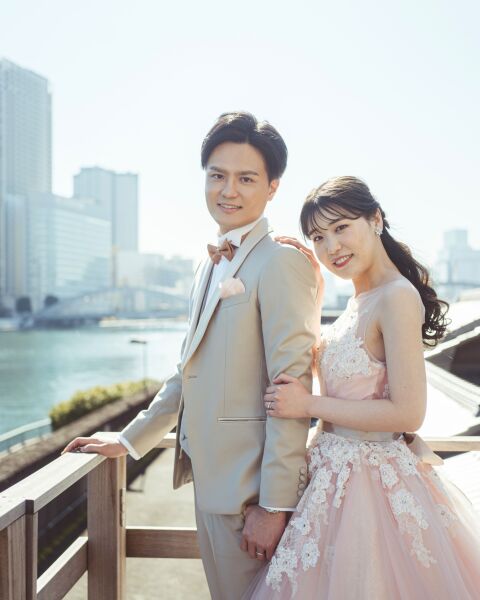 隅田川をながめながら撮影！