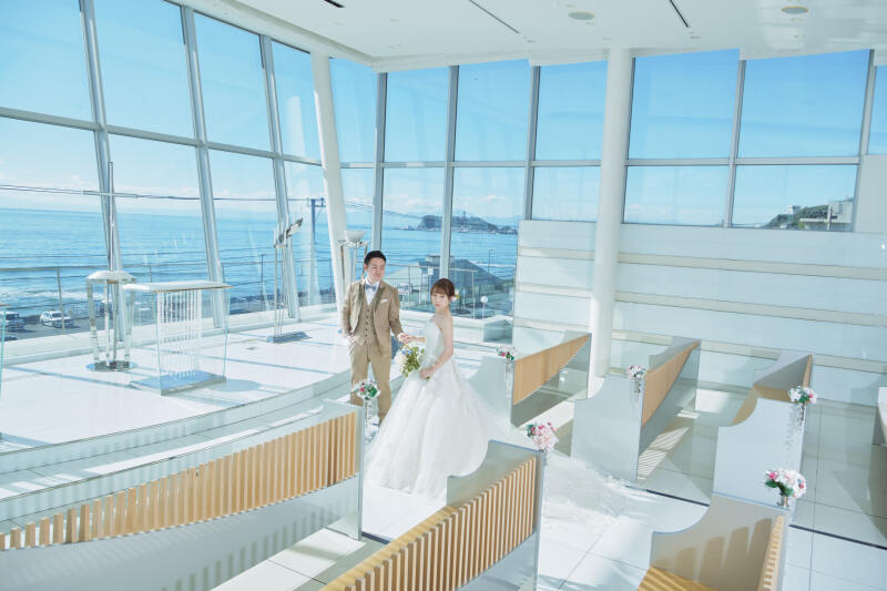 【チャペルフォト】洋装1着・30カット|海が広がるチャペル|衣裳当日セレクト1日で完結!・選び放題 |平日限定