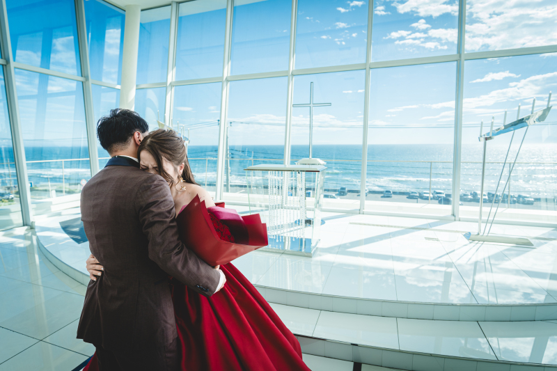 【チャペルフォト】洋装1着・30カット|海が広がるチャペル|衣裳事前試着付き・選び放題 |平日限定