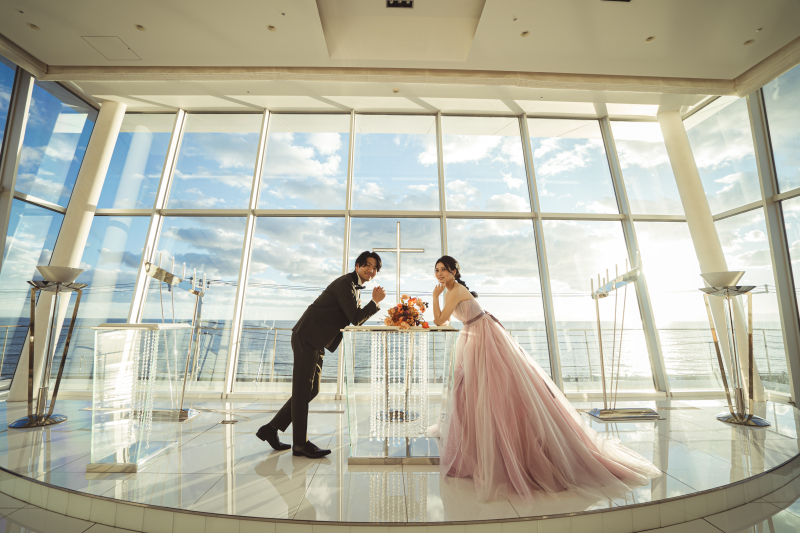 【チャペルフォト】洋装1着・100カット|海が広がるチャペル|衣裳事前試着付き・選び放題 |平日限定