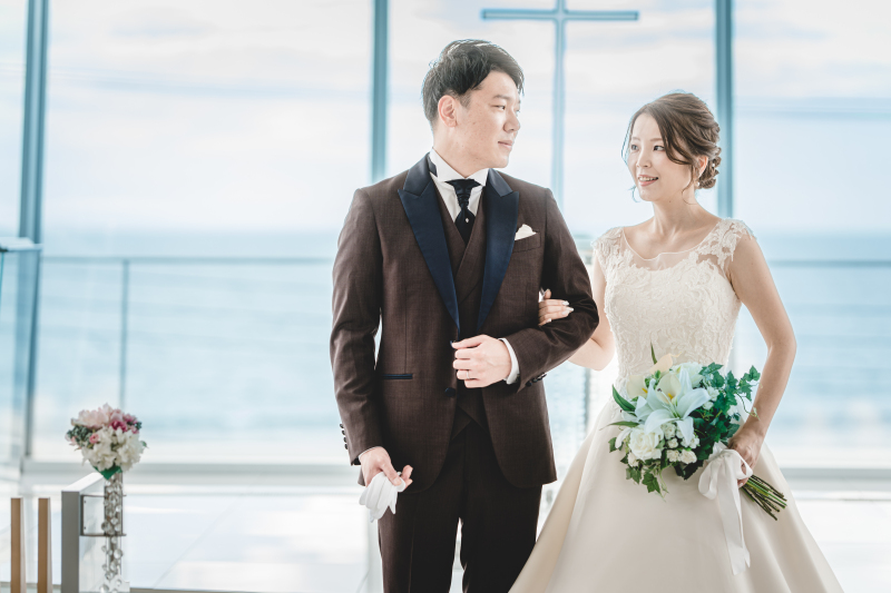 【チャペルフォト】洋装1着・30カット|海が広がるチャペル|衣裳事前試着付き・選び放題 |平日限定