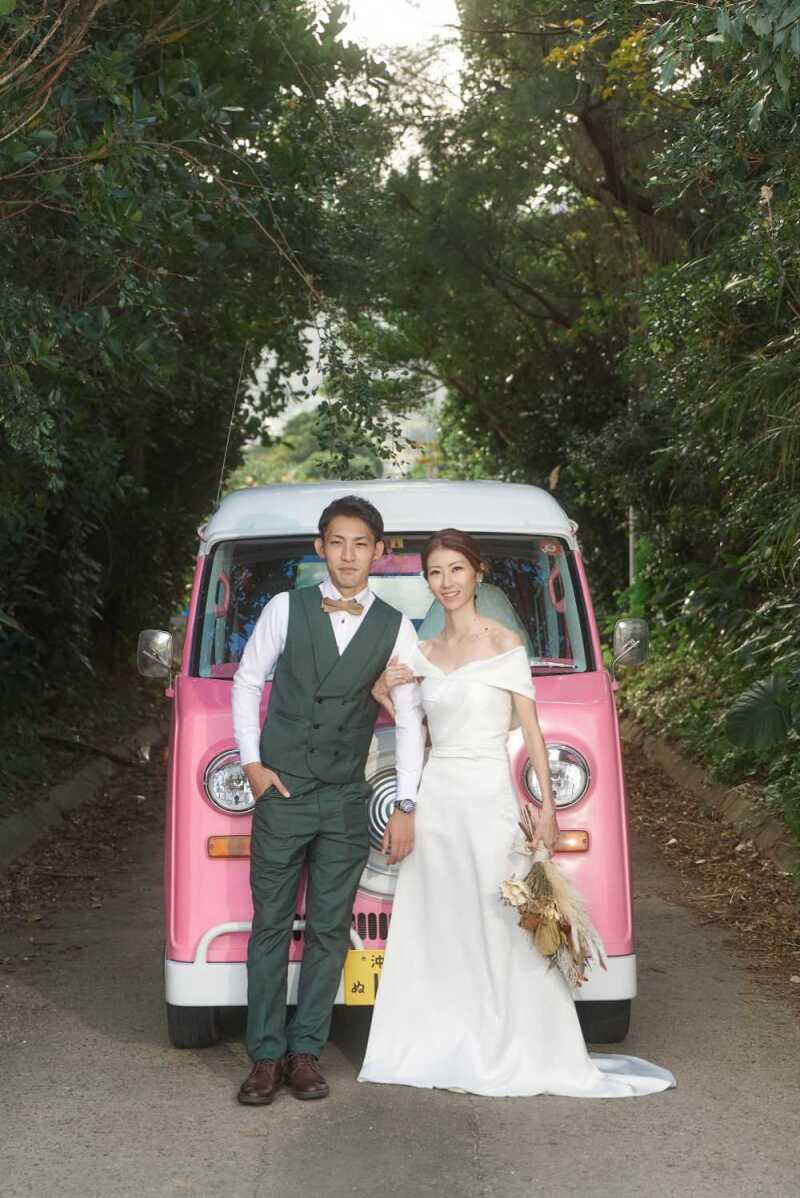 キュートなピンクワゴンとのコラボ♬