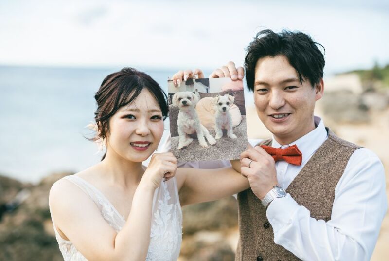 お二人の愛犬ちゃんの写真も一緒に♥