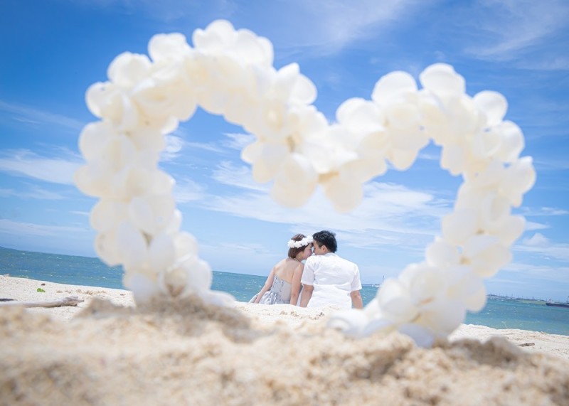 白いお花のハート