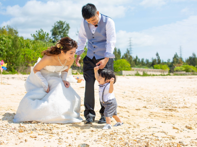 今日は家族3人でウェディング撮影