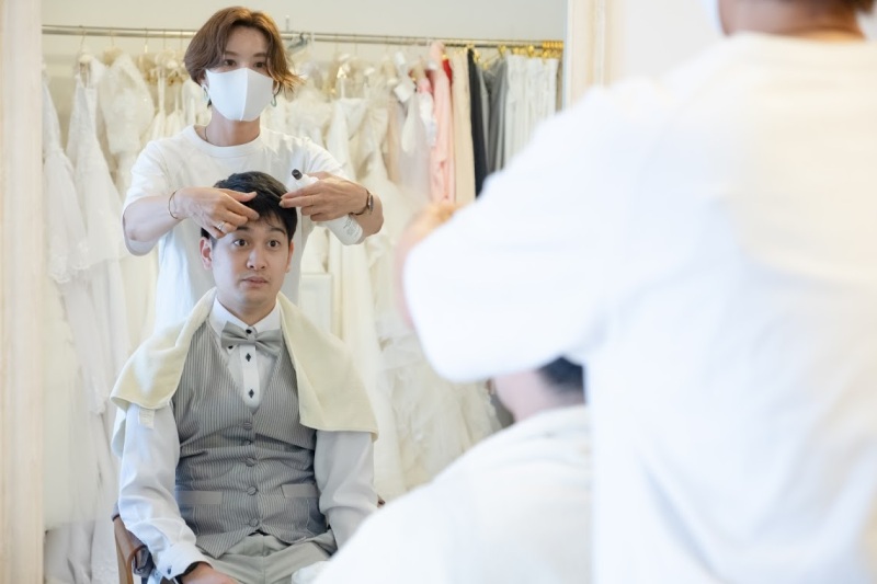 新郎へアセットも◎