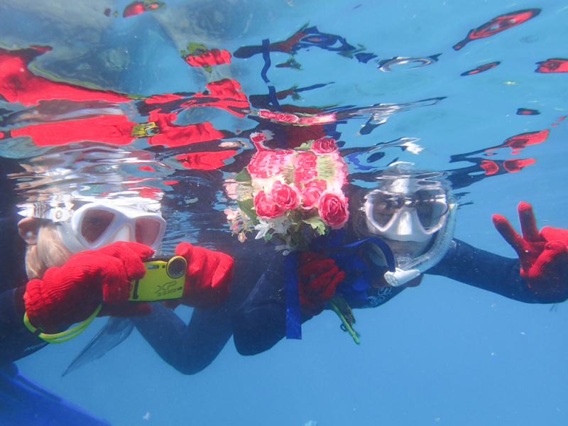 ブーケを持って