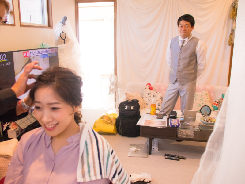 ヘアセット開始