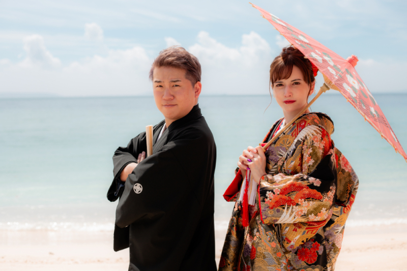 次は着物でビーチへ♬