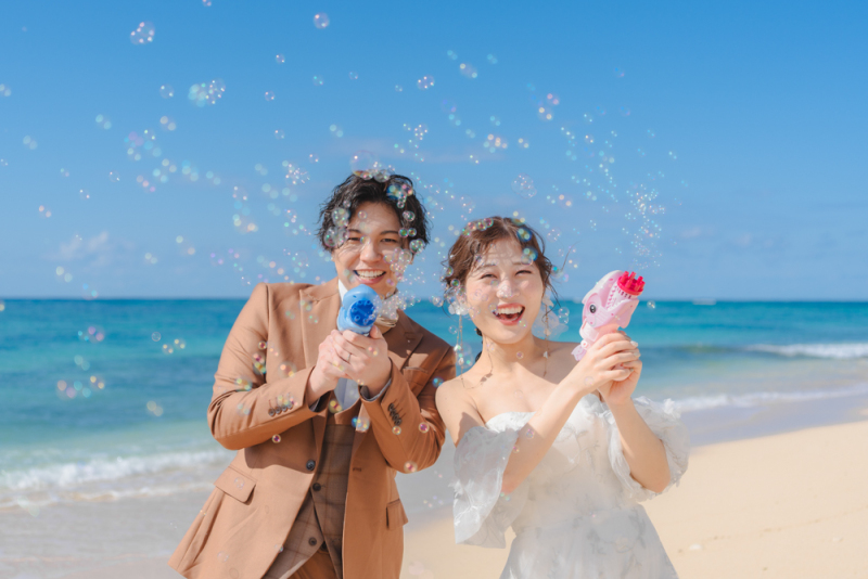 ビーチでの撮影タイム