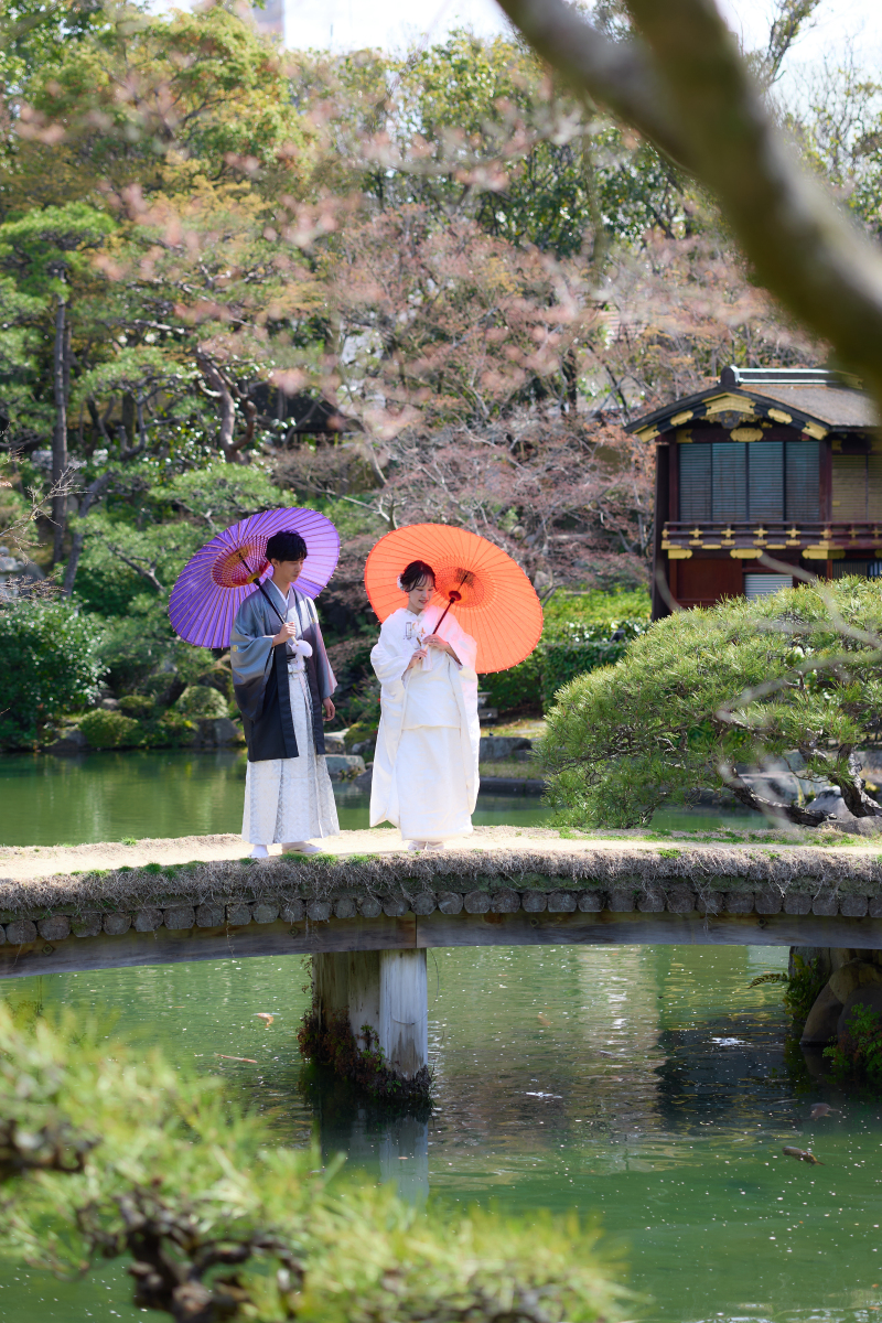 橋の上でザ日本庭園ショット！