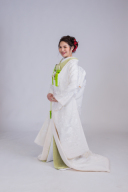 「色掛下」緑　鹿の子文様