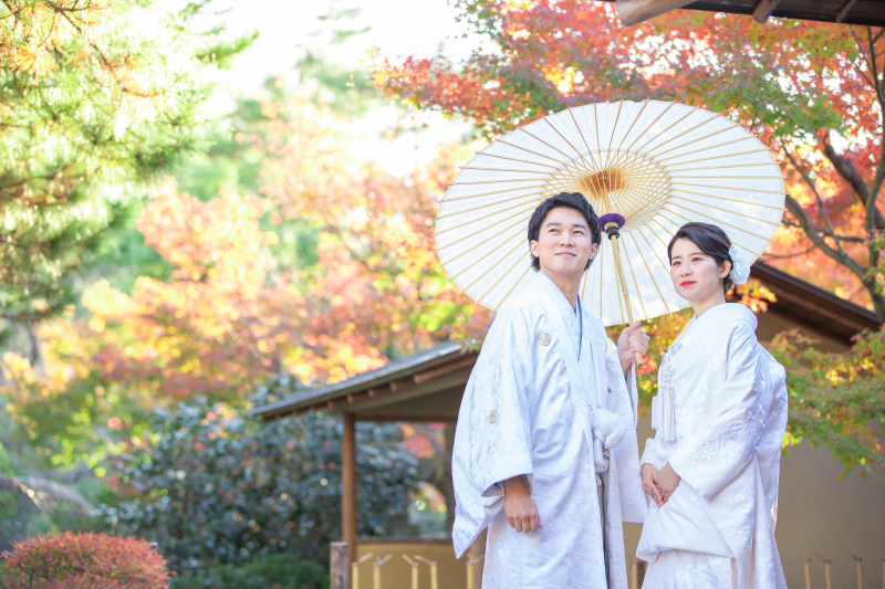 紅葉でロケーション撮影