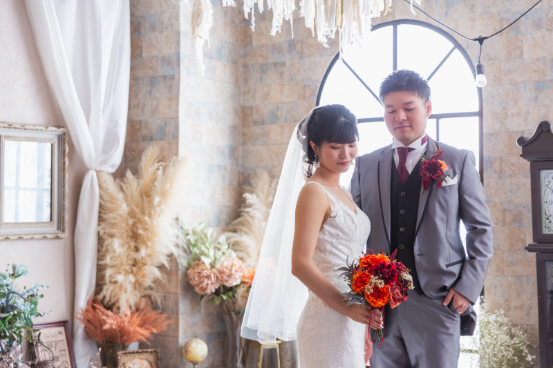 ブーケの色味がお二人にぴったり◎