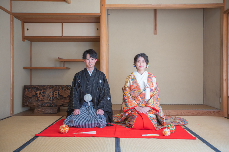 お茶室から撮影スタート!