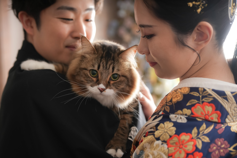 猫と迎える晴れ姿