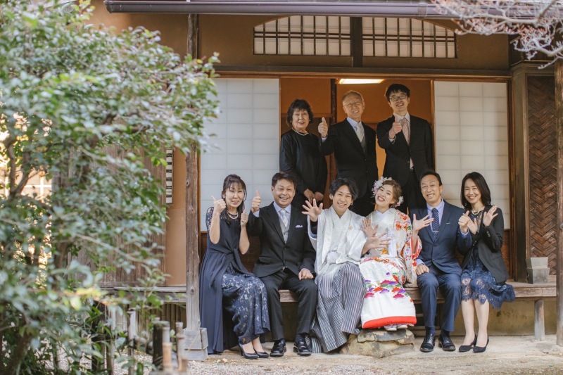 一緒に家族写真