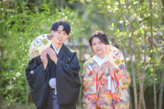 中村公園で色打掛で撮影をしました