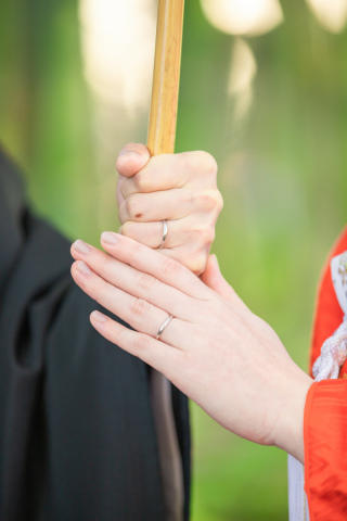 ウエディングドレスと色打掛で撮影をしました