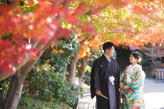 徳川園での紅葉フォトウエディング