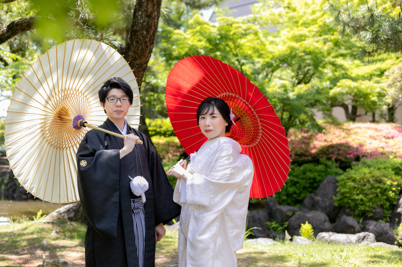 日差しが強い時は番傘でちょっと木陰に