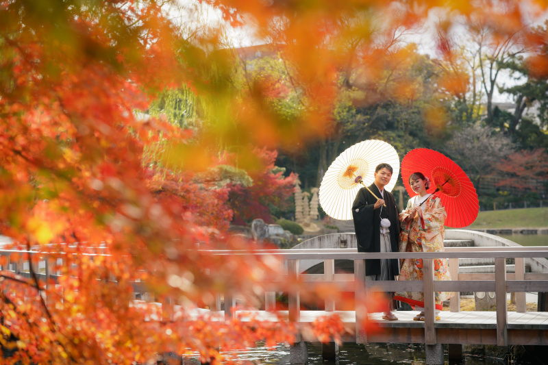 【秋限定】徳川園 ・中村公園・名古屋城など 和装ロケ1着◇全データ&アルバム付<追加料金なしで安心!和装150着から選び放題>