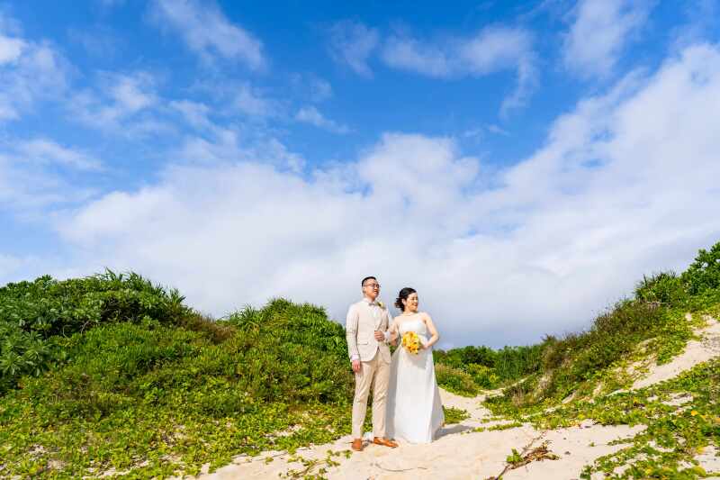 砂の丘から海を臨む