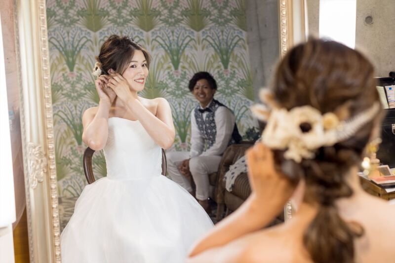 鏡に映るおふたり