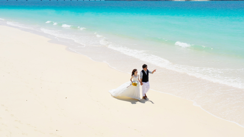 宮古ブルーをドローンで撮影