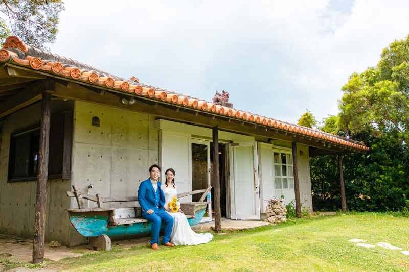 ガーデンのベンチから撮影スタート