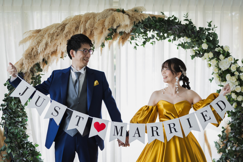 笑顔が輝くウェディングショット