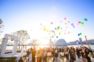 海・空・夕日・バルーン！全てをしっかりと残した素敵な1枚