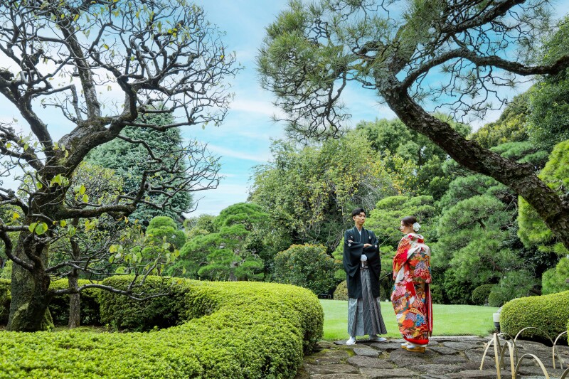 どこから映しても美しい、明治記念館の庭園