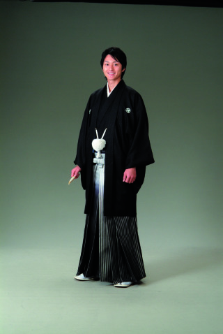 黒万葉苑×銀縞グレー黒ぼかし袴