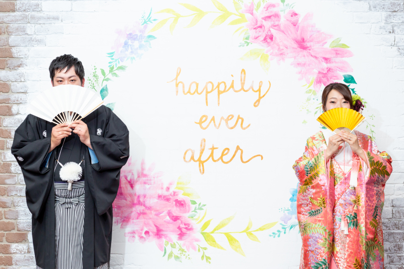 綺麗な色打掛と共に