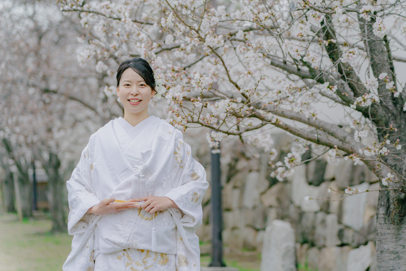 桜の前でソロショット
