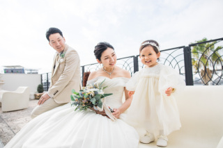 天使のような笑顔！お子様と一緒にファミリーフォトウェディング