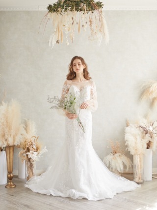 インポート　ロングスリーブマーメイドドレスUS4