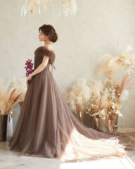 051139　インポートブラウン　2wayカラードレス　