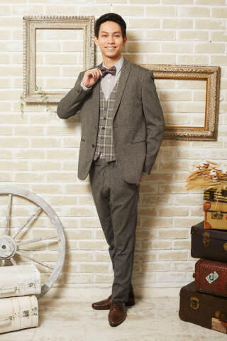 ウール地　チャコールグレーセットアップ