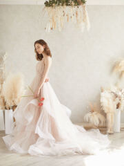 050176インポートピンクベージュAラインキャミドレス