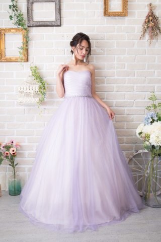 001769 ラベンダーウエストビーズカラードレス