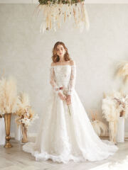 050248インポートオフショルダーロングレーススリーブ