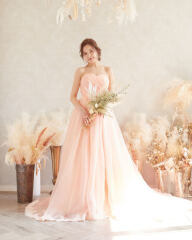 001799　サーモンピンクビスチェドレス　コーラルオレンジ