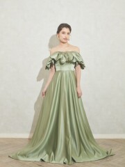 Dferichi オリジナル　カーキ光沢ドレス［編み上げ］