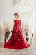 61139 レッドサテン2wayドレス